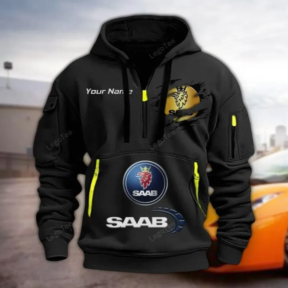 Premium Off-Road Ride Hoodie Half Zipper, Warm Up Hoodie CAR113 - Black