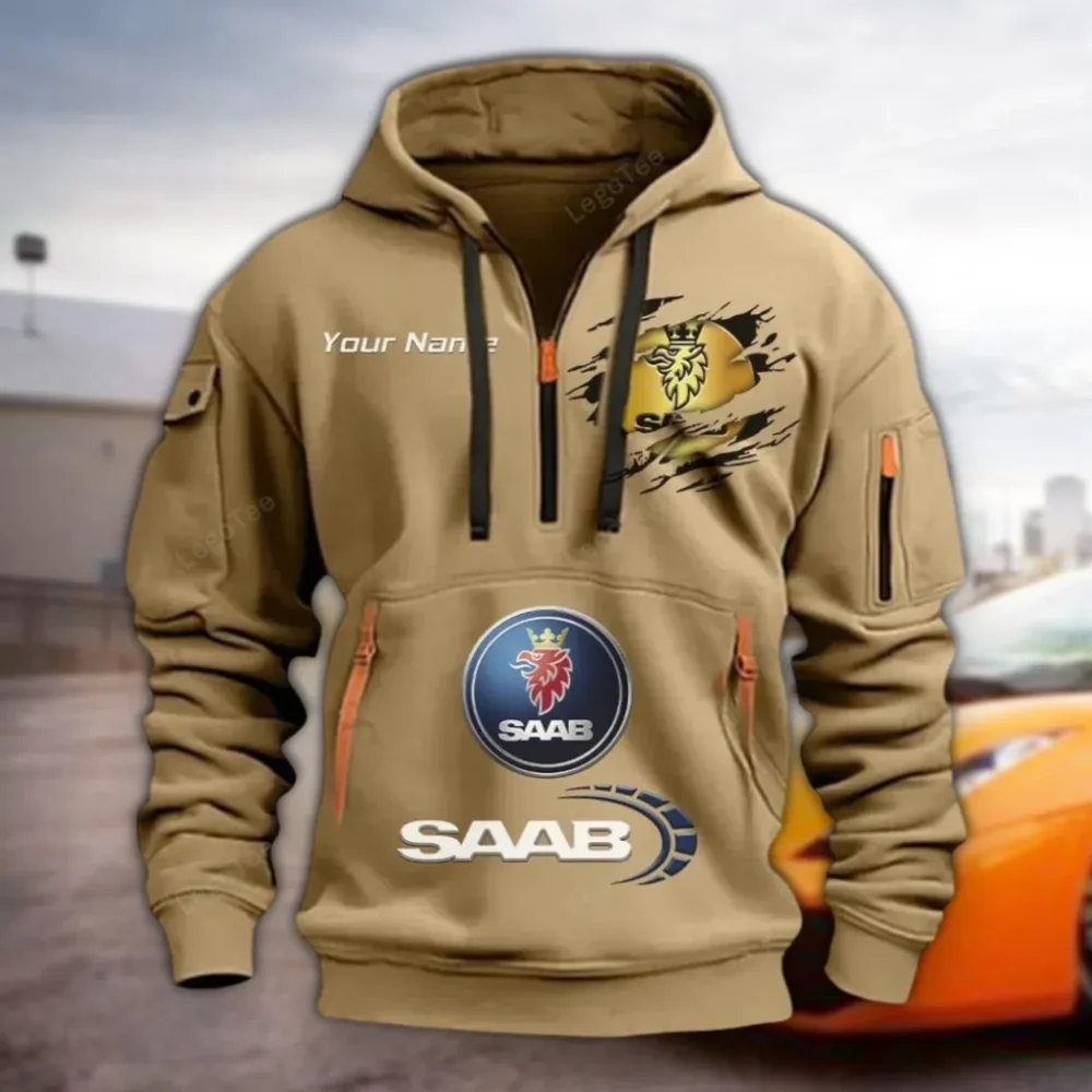 All-Terrain SUV Hoodie Half Zipper, Classic Sport Half-Zip Hoodie CAR113 - Khaki