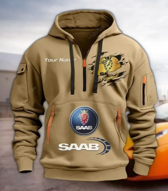All-Terrain SUV Hoodie Half Zipper, Classic Sport Half-Zip Hoodie CAR113 - Khaki
