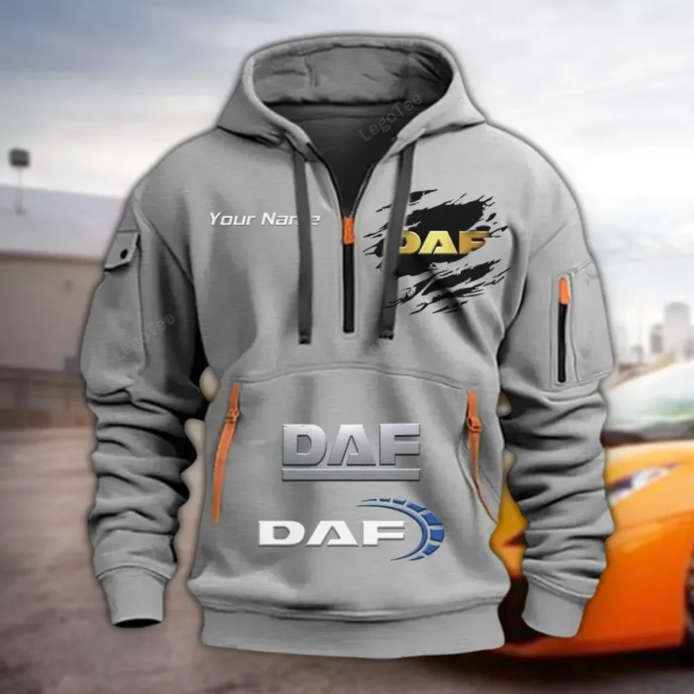 Heavy Truck Hoodie Half Zipper, Performance Fan Hoodie CAR113 - Gray