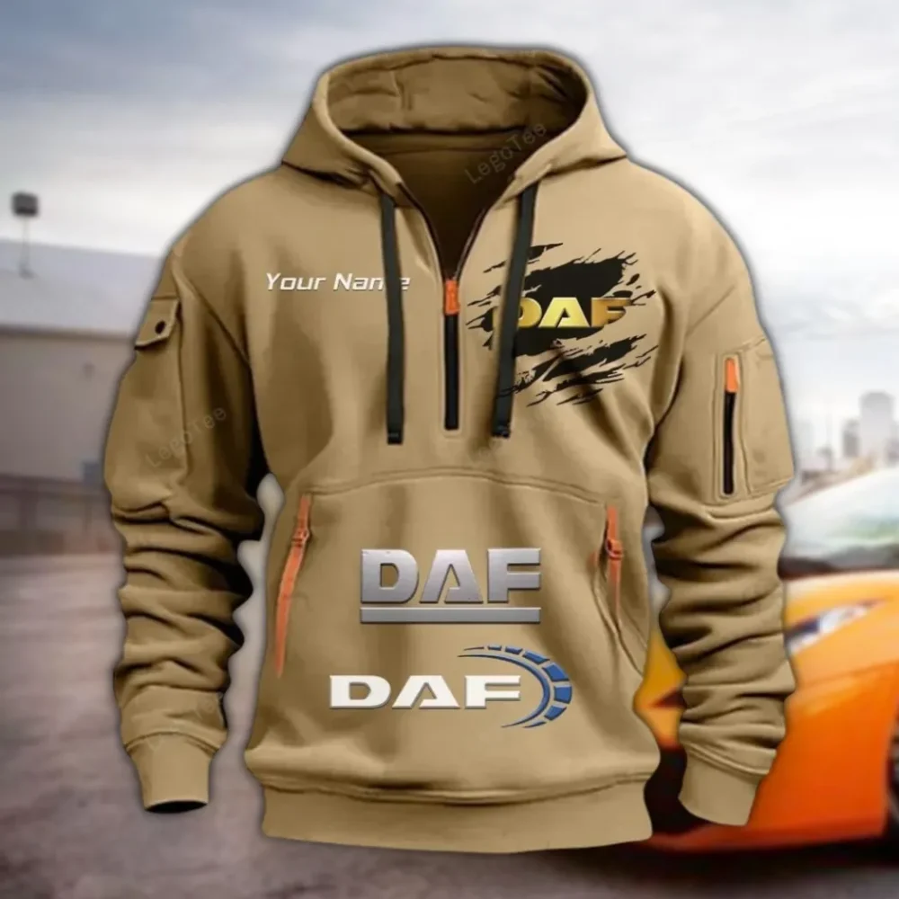Cargo Hauler Hoodie Half Zipper, Supporter Style Half-Zip Hoodie CAR113 - Khaki