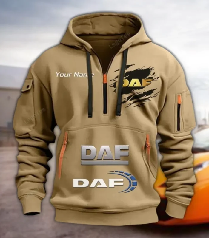 Cargo Hauler Hoodie Half Zipper, Supporter Style Half-Zip Hoodie CAR113 - Khaki