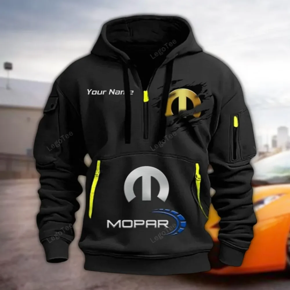 Street Racing Style Hoodie Half Zipper, True Fan Hoodie CAR113 - Black