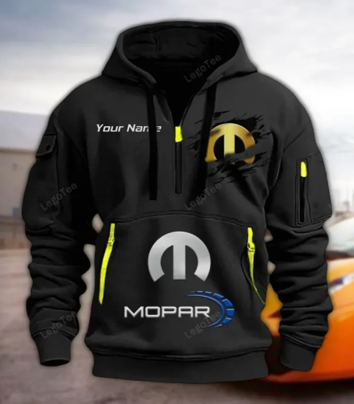 Street Racing Style Hoodie Half Zipper, True Fan Hoodie CAR113 - Black