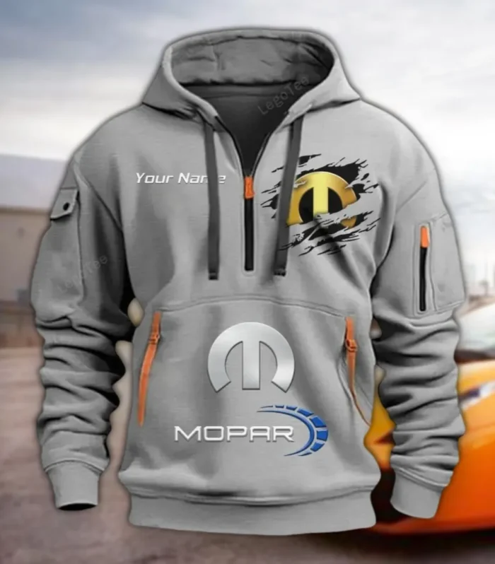 Vehicle Heritage Hoodie Half Zipper, Sporty Fan Half-Zip Hoodie CAR113 - Gray