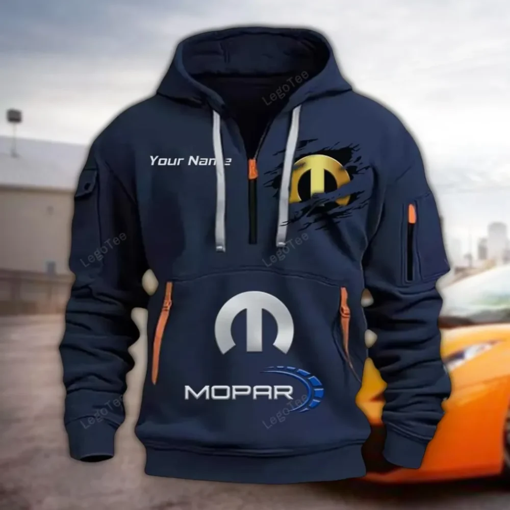 Car Culture Hoodie Half Zipper, Sport Spirit Hoodie CAR113 - Navy
