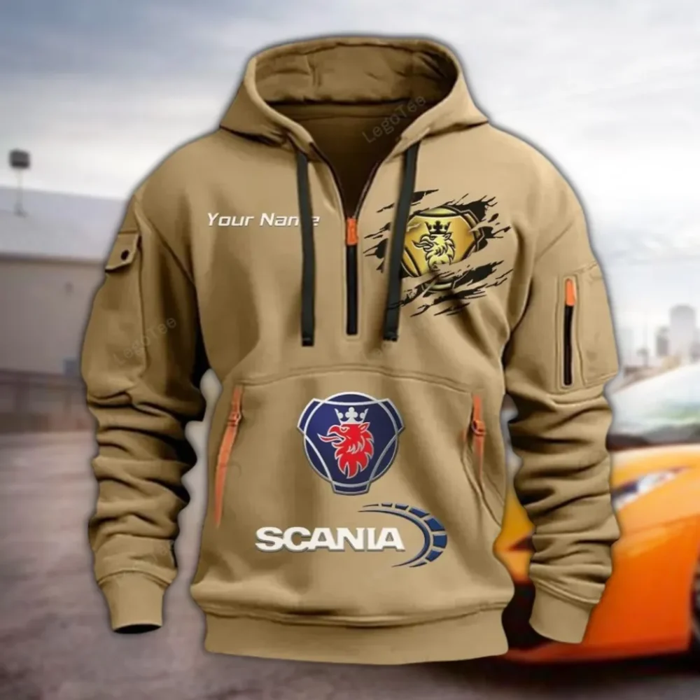 Road Hauler Hoodie Half Zipper, Game Time Hoodie CAR113 - Khaki