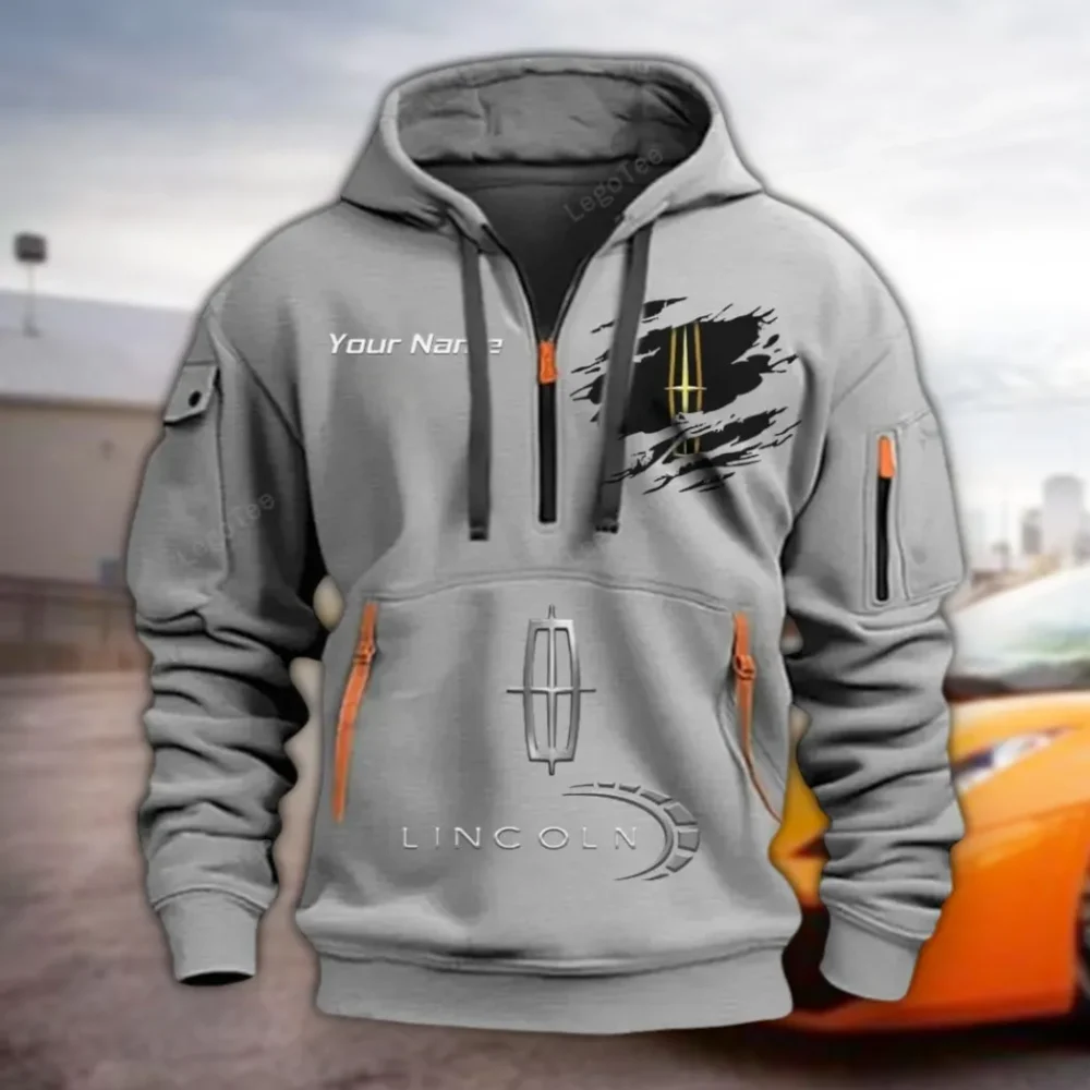 High-End Automobile Hoodie Half Zipper, Active Supporter Half-Zip Hoodie CAR113 - Gray