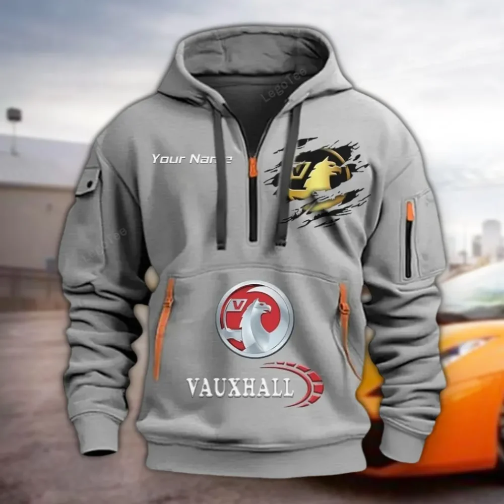 Compact SUV Hoodie Half Zipper, Athletic Fan Half-Zip Hoodie CAR113 - Gray