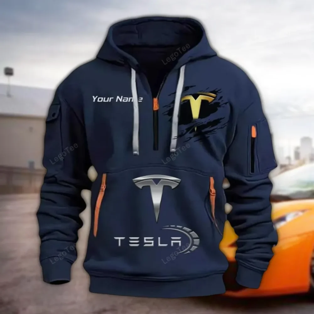 EV Sedan Hoodie Half Zipper, Active Spirit Hoodie CAR113 - Navy