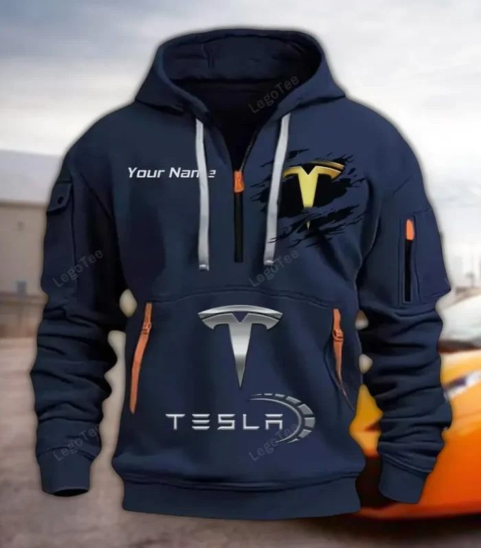 EV Sedan Hoodie Half Zipper, Active Spirit Hoodie CAR113 - Navy