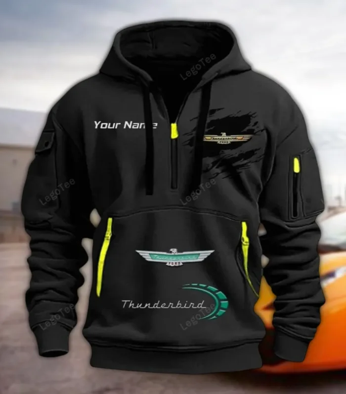 Driving Machine Hoodie Half Zipper, Sport Spirit Hoodie CAR113 - Black