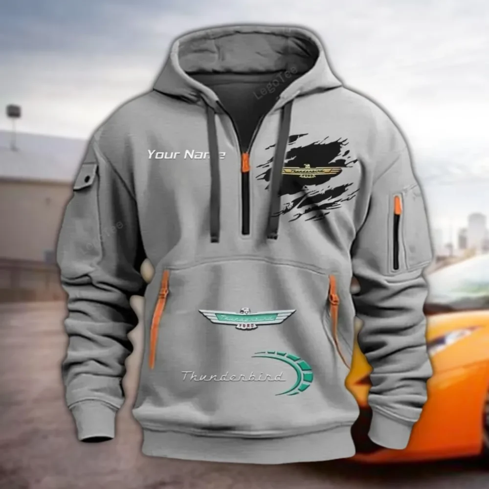 Compact Work Machine Hoodie Half Zipper, Modern Sport Hoodie CAR113 - Gray