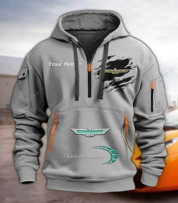 Compact Work Machine Hoodie Half Zipper, Modern Sport Hoodie CAR113 - Gray