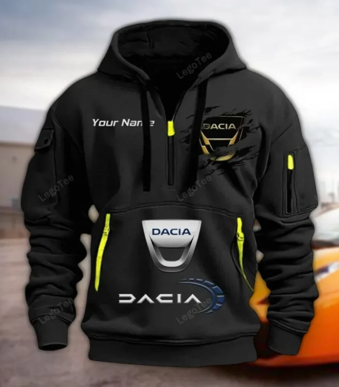 Drivemax Vehicles Hoodie Half Zipper, Sporty Fan Half-Zip Hoodie CAR113 - Black