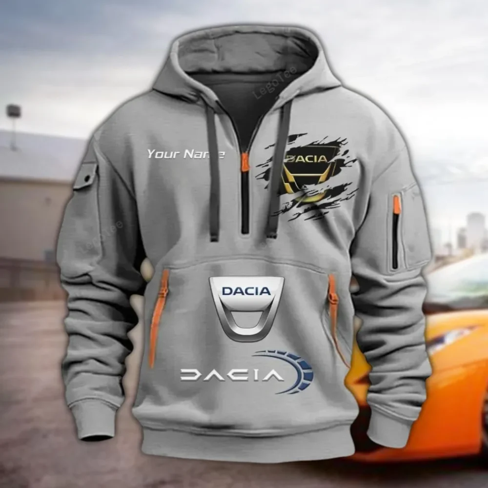 Dynamicpower Motors Hoodie Half Zipper, Athletic Fan Half-Zip Hoodie CAR113 - Gray