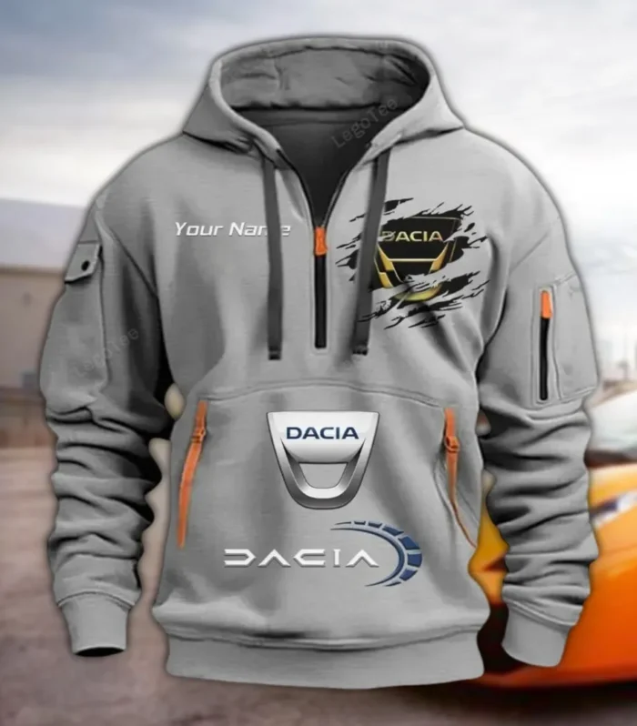 Dynamicpower Motors Hoodie Half Zipper, Athletic Fan Half-Zip Hoodie CAR113 - Gray