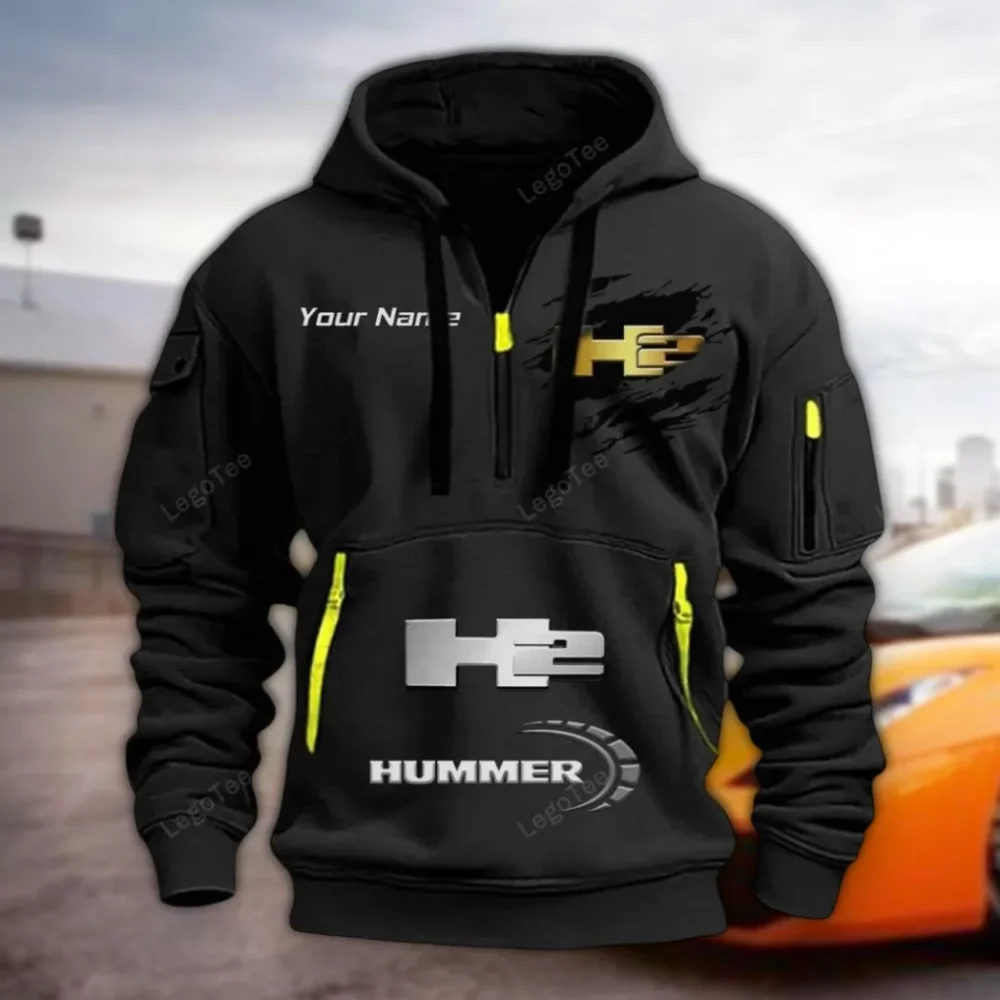Heavy-Duty 4x4 Hoodie Half Zipper, Sporty Fan Half-Zip Hoodie CAR113 - Black