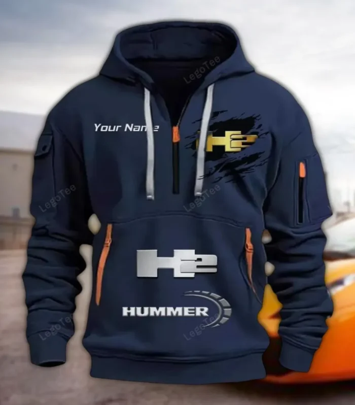 Off-Road Beast Hoodie Half Zipper, Bold Fan Hoodie CAR113 - Navy
