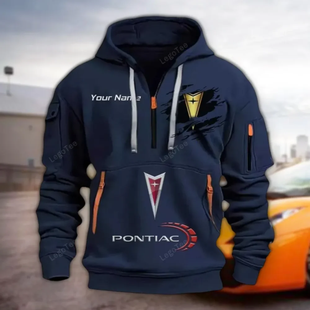 Classic American Car Hoodie Half Zipper, All-Season Fan Half-Zip Hoodie CAR113 - Navy