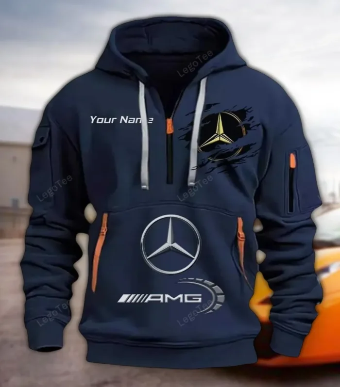 Racing Edition Car Hoodie Half Zipper, True Supporter Half-Zip Hoodie CAR113 - Navy