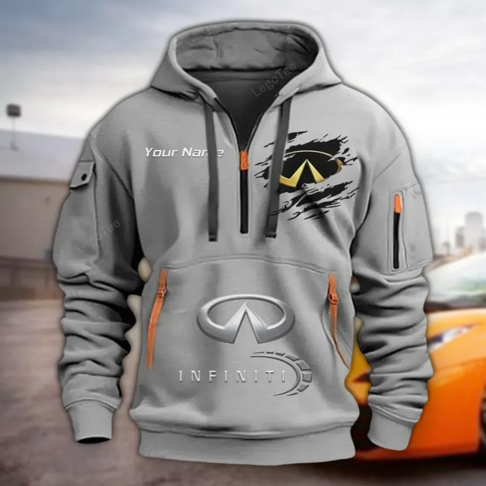 High-End Crossover Hoodie Half Zipper, Fan Pride Half-Zip Hoodie CAR113 - Gray