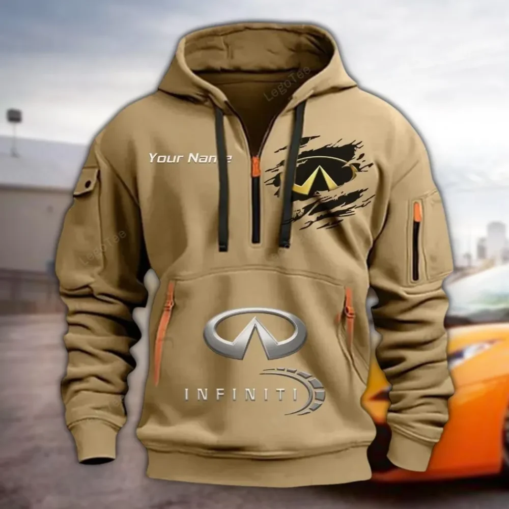 High-End Crossover Hoodie Half Zipper, Bold Fan Hoodie CAR113 - Khaki