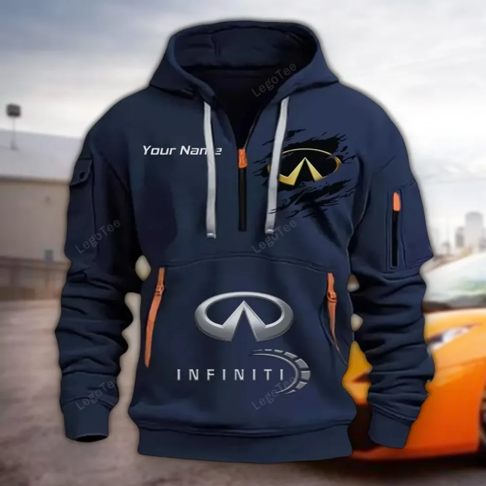 Performance Coupe Hoodie Half Zipper, Streetwear Fan Hoodie CAR113 - Navy