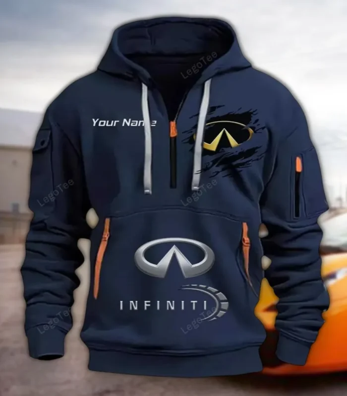 Performance Coupe Hoodie Half Zipper, Streetwear Fan Hoodie CAR113 - Navy