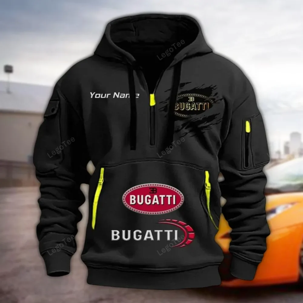 Supercar Hoodie Half Zipper, Classic Sport Half-Zip Hoodie CAR113 - Black