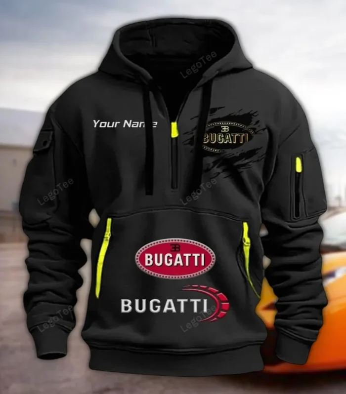 Supercar Hoodie Half Zipper, Classic Sport Half-Zip Hoodie CAR113 - Black