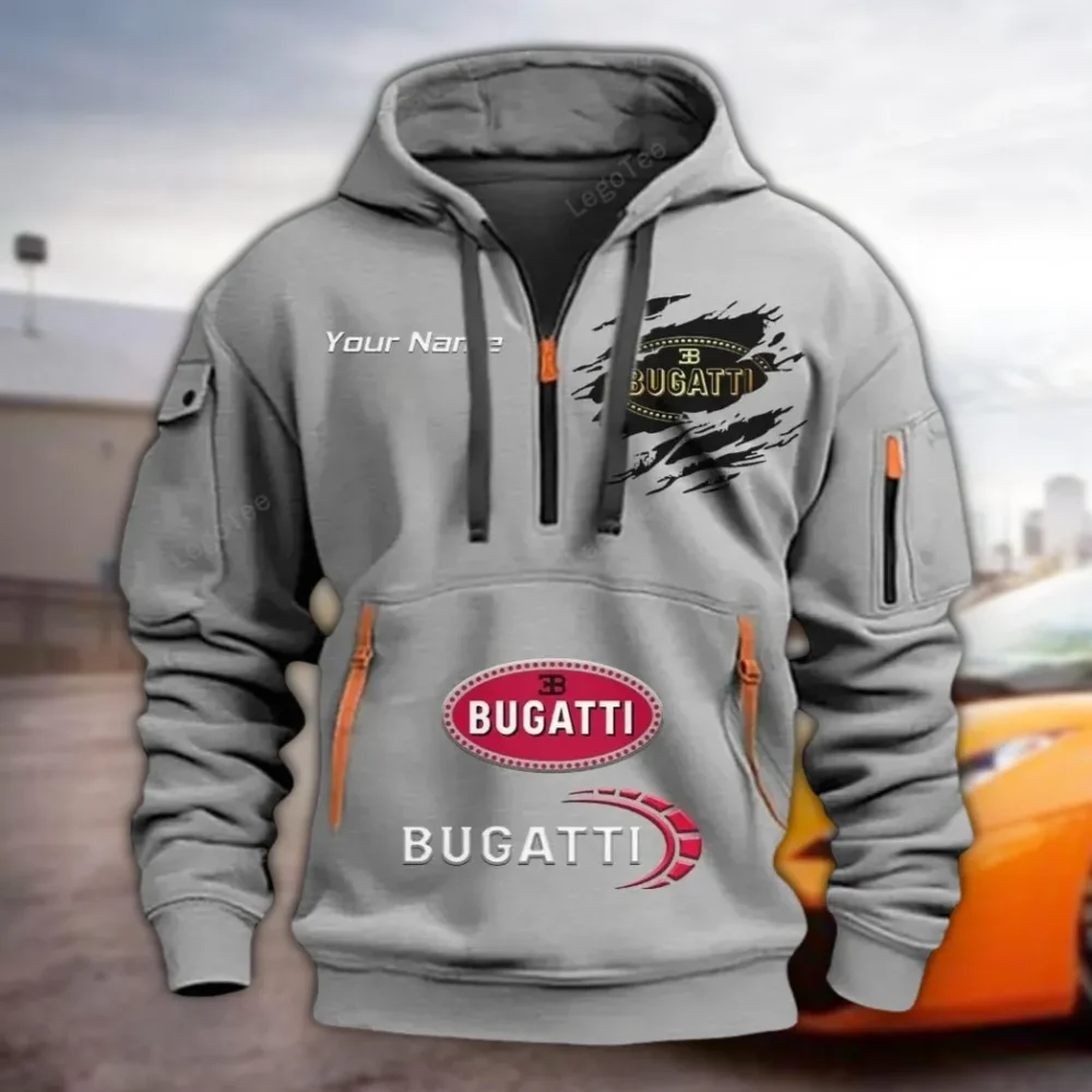Record-Breaking Auto Hoodie Half Zipper, Bold Fan Hoodie CAR113 - Gray