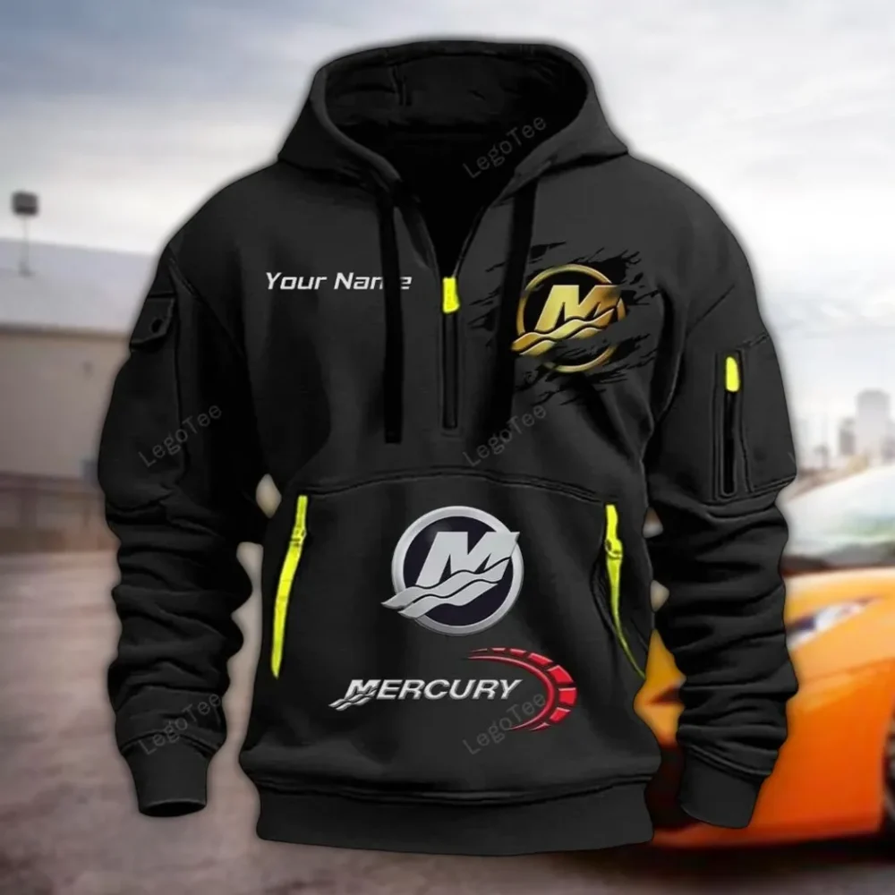 Ocean Engine Hoodie Half Zipper, Everyday Fan Hoodie CAR113 - Black