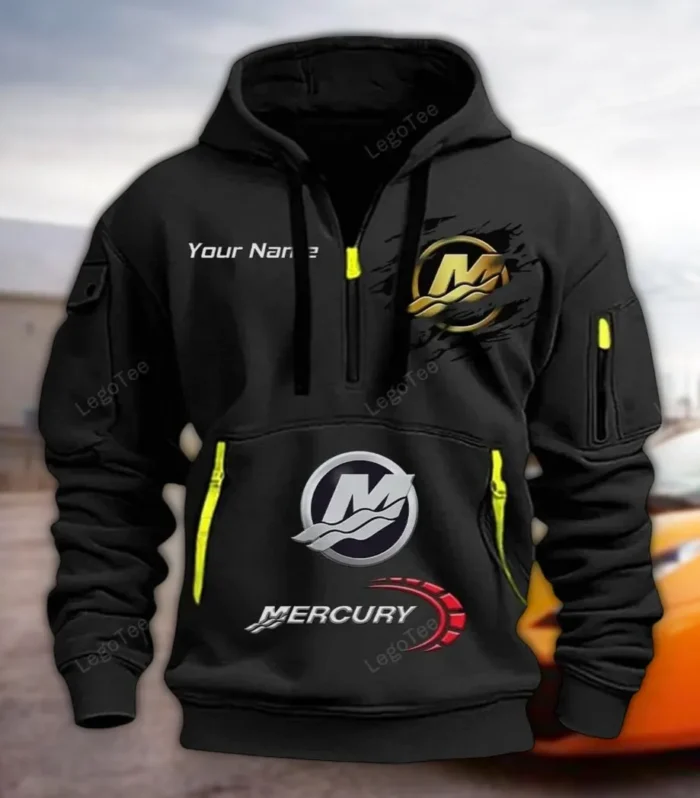 Ocean Engine Hoodie Half Zipper, Everyday Fan Hoodie CAR113 - Black