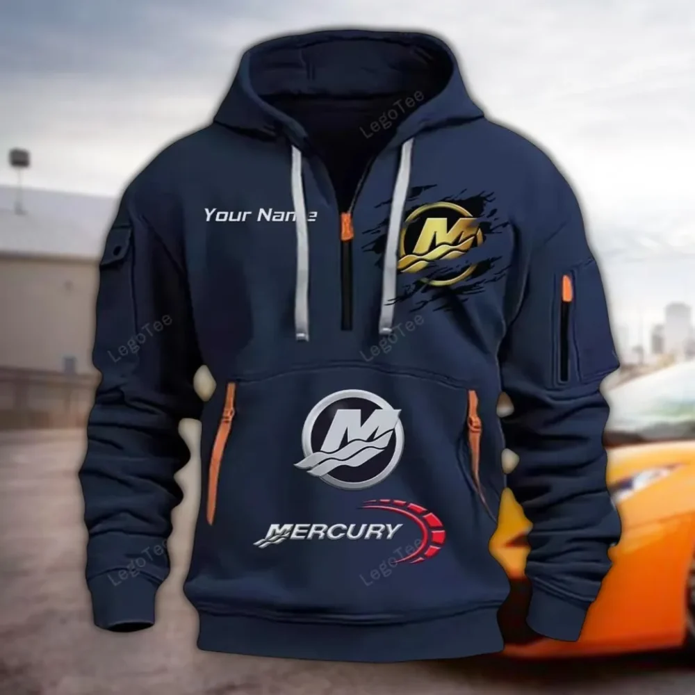 Boat Power Hoodie Half Zipper, All-Season Fan Half-Zip Hoodie CAR113 - Navy