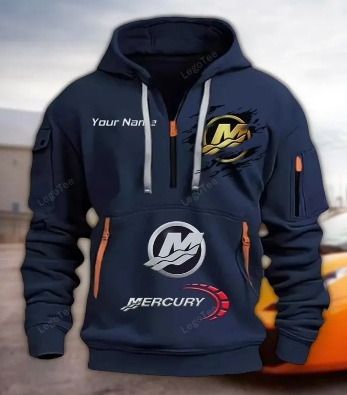Boat Power Hoodie Half Zipper, All-Season Fan Half-Zip Hoodie CAR113 - Navy