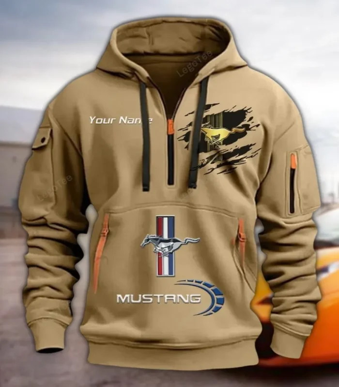 Car Hoodie Half Zipper, Everyday Fan Hoodie CAR113 - Khaki