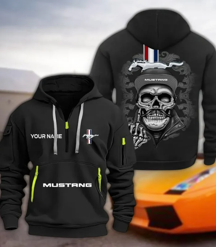 Two-Door Sports Car Hoodie Half Zipper, True Fan Hoodie CAR166 - Black