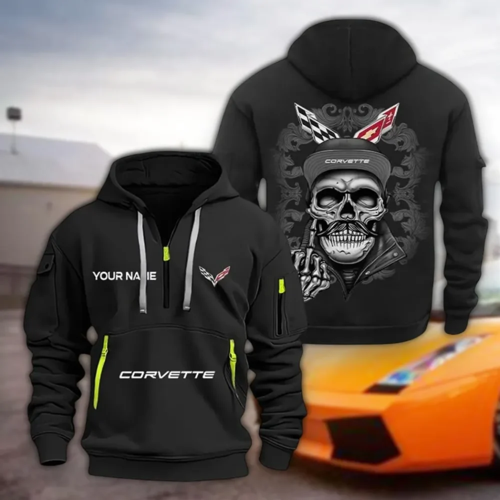 Classic Sports Car Hoodie Half Zipper, Game Ready Half-Zip Hoodie CAR166 - Black