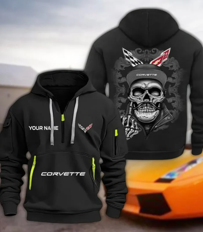 Classic Sports Car Hoodie Half Zipper, Game Ready Half-Zip Hoodie CAR166 - Black