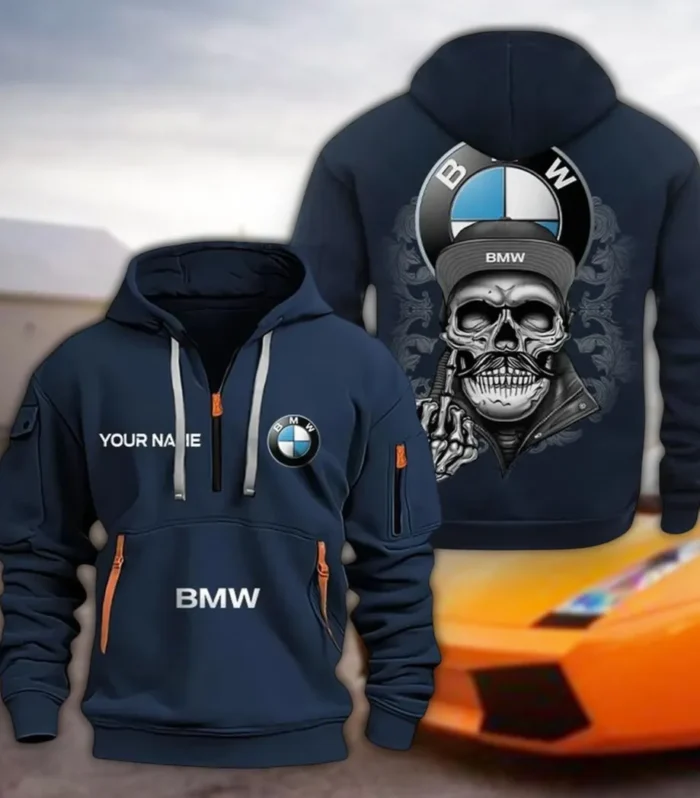 Premium Sedan Hoodie Half Zipper, Supporter Style Half-Zip Hoodie CAR166 - Navy