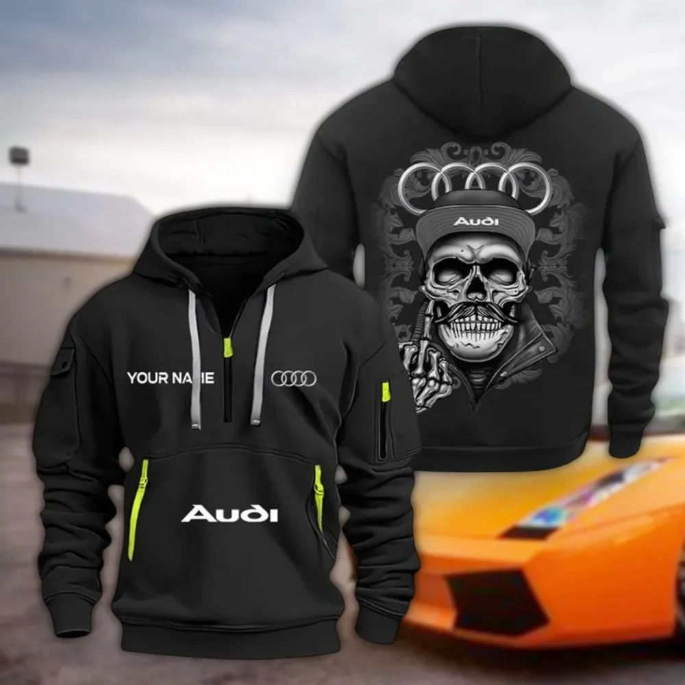Executive Car Hoodie Half Zipper, Modern Sport Hoodie CAR166 - Black