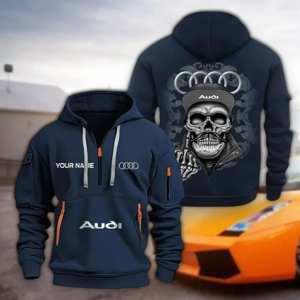 Modern Coupe Hoodie Half Zipper, Sport Spirit Hoodie CAR166 - Navy