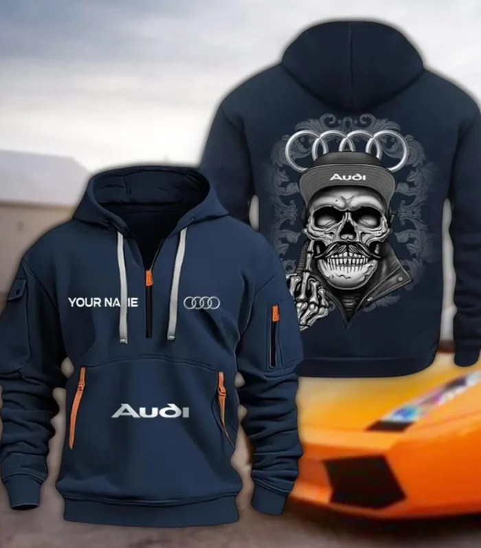 Modern Coupe Hoodie Half Zipper, Sport Spirit Hoodie CAR166 - Navy