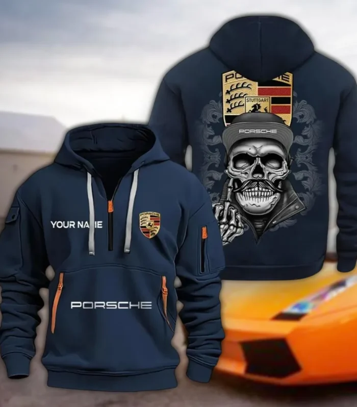 Exotic Coupe Hoodie Half Zipper, Casual Sport Half-Zip Hoodie CAR166 - Navy
