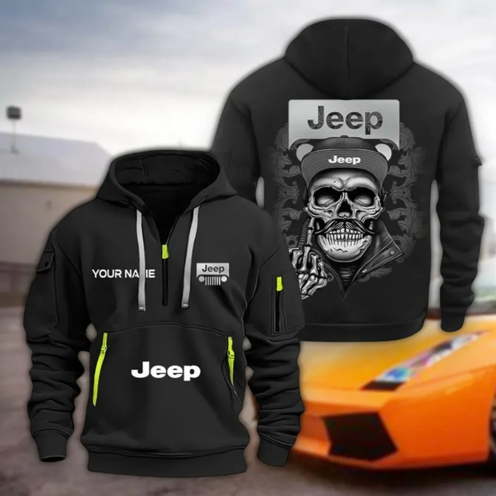 Adventure Vehicle Hoodie Half Zipper, Classic Sport Half-Zip Hoodie CAR166 - Black