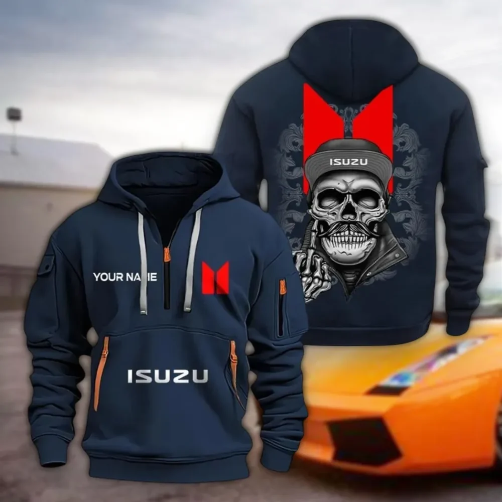All-Terrain Truck Hoodie Half Zipper, Bold Energy Hoodie CAR166 - Navy