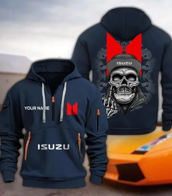 All-Terrain Truck Hoodie Half Zipper, Bold Energy Hoodie CAR166 - Navy