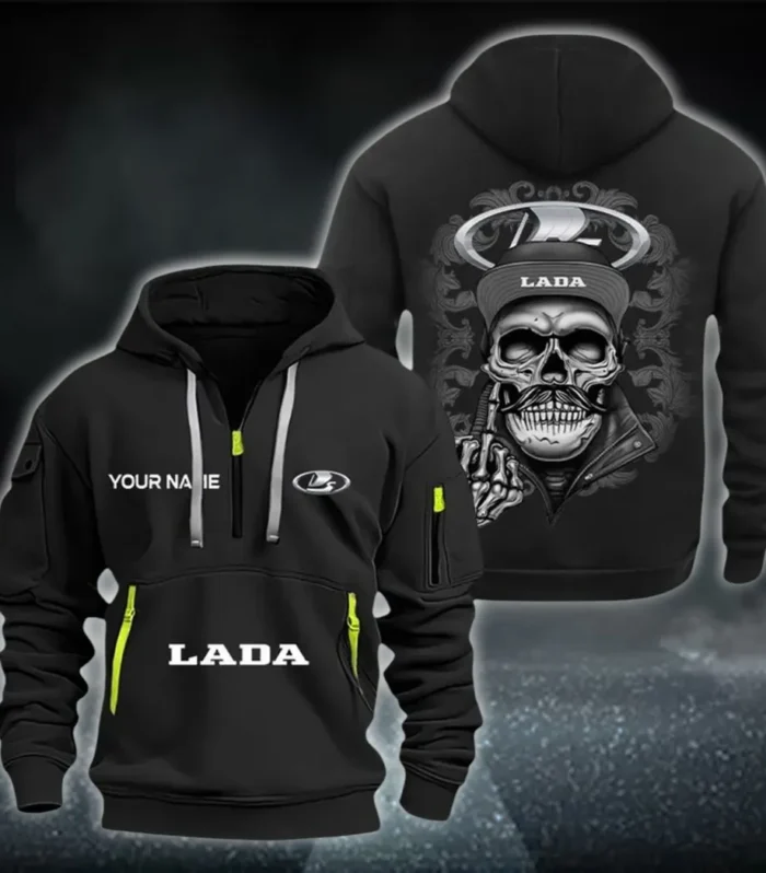 Family Car Hoodie Half Zipper, Everyday Fan Hoodie CAR166 - Black