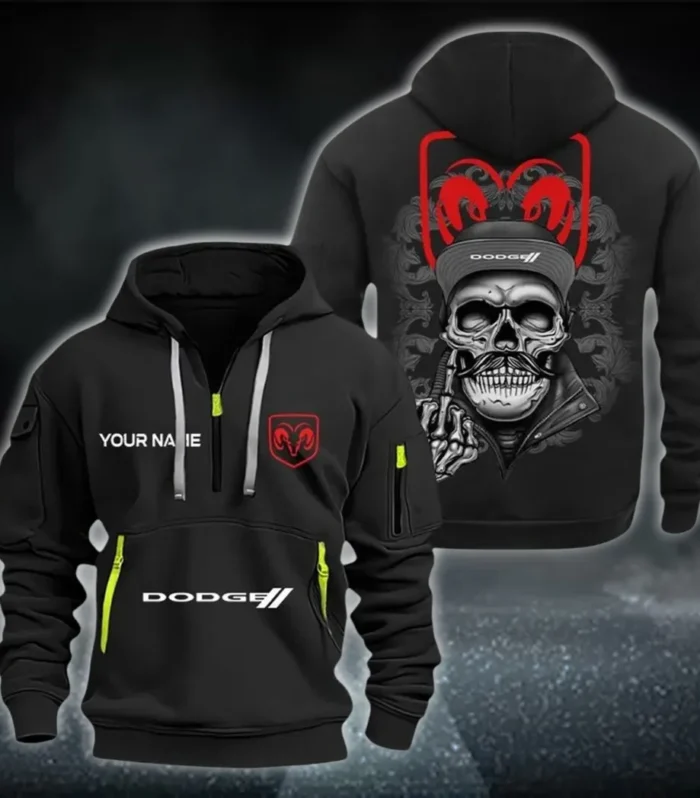 Drag Racing Vehicle Hoodie Half Zipper, Classic Sport Half-Zip Hoodie CAR166 - Black